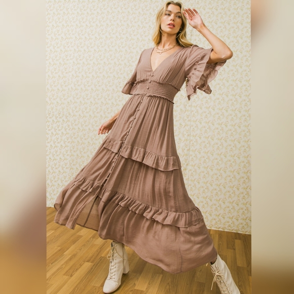 🤎NWOT A. Calin by Flying Tomato Mocha Maxi Dress - Picture 2 of 10